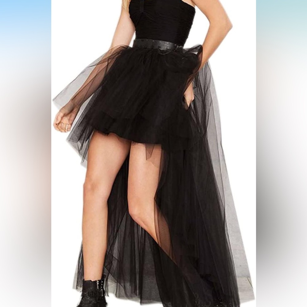 High low Black Tulle Skirt
